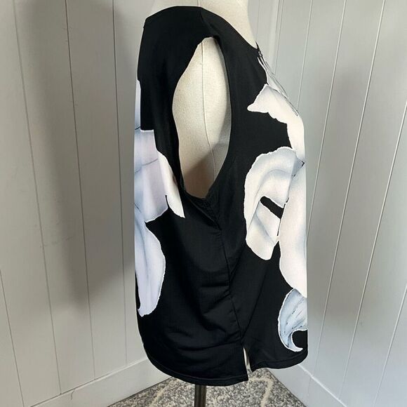Vintage Clara S Womens Size Medium 2 Piece Tank & Jacket Black Floral Flowy - Picture 10 of 15